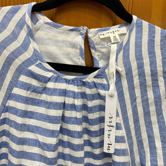 NWT Maisie Striped Blue and White Short Sleeve Dress - Picture 2 of 8
